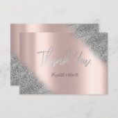 Silver Glitzer Ombre Rose Gold Danke Karte (Vorne/Hinten)