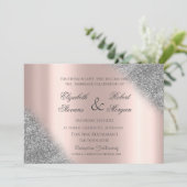 Silver Glitzer Ombre Rose Gold Hochzeit Einladung (Stehend Vorderseite)
