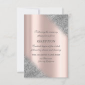 Silver Glitzer Ombre Rose Gold Hochzeitsempfang Einladung (Vorderseite)