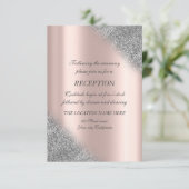 Silver Glitzer Ombre Rose Gold Hochzeitsempfang Einladung (Stehend Vorderseite)
