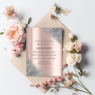 Silver Glitzer Ombre Rose Gold Hochzeitsempfang Einladung