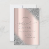 Silver Glitzer Ombre Rose Gold Probe Abendessen Einladung (Vorderseite)