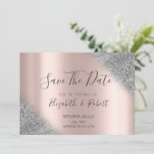 Silver Glitzer Ombre Rose Gold Save the Date (Stehend Vorderseite)