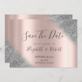 Silver Glitzer Ombre Rose Gold Save the Date (Vorne/Hinten)