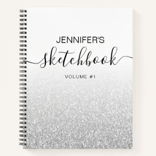Silver Glitzer Ombre Sketchbook Name Notizblock