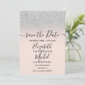 Silver Glitzer ombre Skript wird Save the Date rot (Stehend Vorderseite)