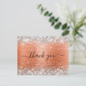 Silver Glitzer Orange Coral Foil Vielen Dank Postkarte (Stehend Vorderseite)