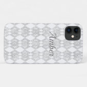 Silver Glitzer Overlap Diamond Muster personalisie Case-Mate iPhone Hülle (Rückseite (Horizontal))