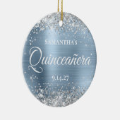 Silver Glitzer Pale Blue Quinceañera Foto Keramik Ornament (Rechts)