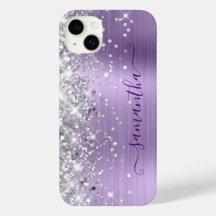Silver Glitzer Pale Lavender Glam Girly Signature Case-Mate iPhone 14 Plus Hülle