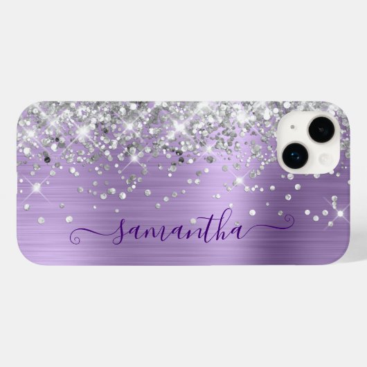 Silver Glitzer Pale Lavender Glam Girly Signature Case-Mate iPhone Hülle (Rückseite (Horizontal))