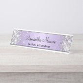 Silver Glitzer Pale Lavender Gradient Schreibtischnamensplakette (Vorderseite )