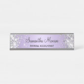 Silver Glitzer Pale Lavender Gradient Schreibtischnamensplakette (Vorderseite )