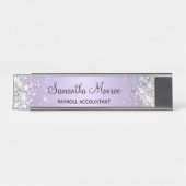 Silver Glitzer Pale Lavender Gradient Schreibtischnamensplakette (Vorderseite )