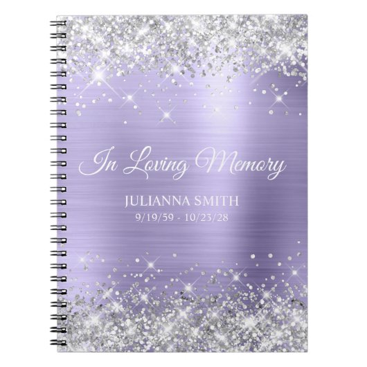 Silver Glitzer Pale Lavender Memorial Gästebuch Notizblock (Vorderseite)