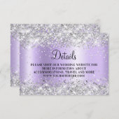 Silver Glitzer Pale Lavender Ombre Wedding Details Begleitkarte (Vorne/Hinten)