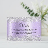 Silver Glitzer Pale Lavender Ombre Wedding Details Begleitkarte (Stehend Vorderseite)