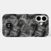 Silver Glitzer Palm Tree Black Modern Monogram Case-Mate iPhone Hülle (Rückseite (Horizontal))