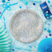 Silver Glitzer Party Blue White Bokeh Geburtstag Pappteller (Party)