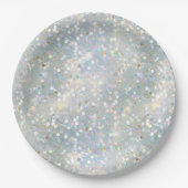 Silver Glitzer Party Blue White Bokeh Geburtstag Pappteller (Vorderseite)