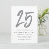 Silver Glitzer Party Einladung zum 25. Jubiläum (Stehend Vorderseite)