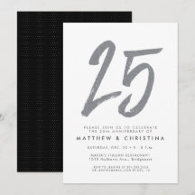 Silver Glitzer Party Einladung zum 25. Jubiläum