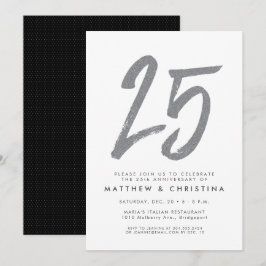 Silver Glitzer Party Einladung zum 25. Jubiläum