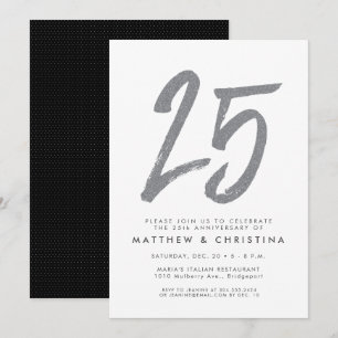 Silver Glitzer Party Einladung zum 25. Jubiläum