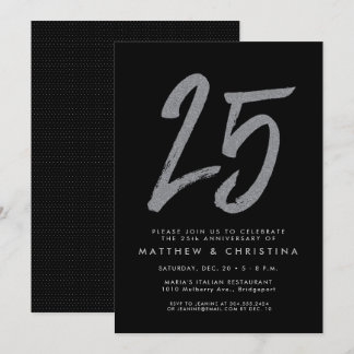 Silver Glitzer Party Einladung zum 25. Jubiläum