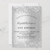 Silver Glitzer Party Eleganter Luxus Geburtstag Einladung (Vorderseite)