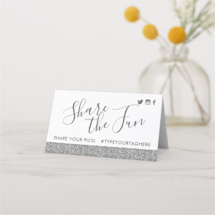 Silver Glitzer Party Hashtag Mini Signards Platzkarte