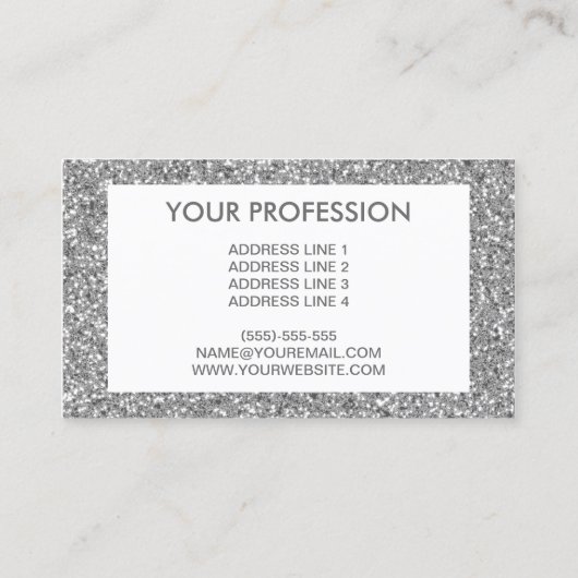 Silver Glitzer Pattern Aussehen Visitenkarte (Rückseite)
