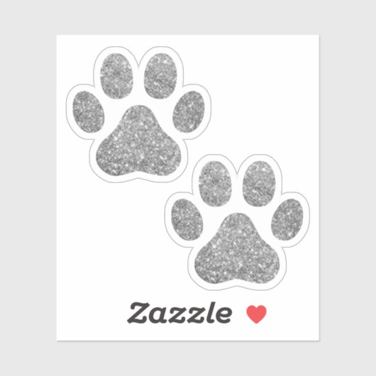 Silver Glitzer Paw Prints Sticker (Blatt)