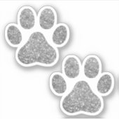 Silver Glitzer Paw Prints Sticker (Vorderseite)