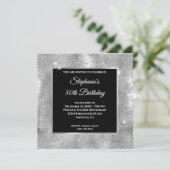 Silver Glitzer Peacock Feather Glam Birthday Einladung (Stehend Vorderseite)