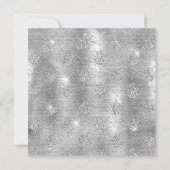 Silver Glitzer Peacock Feather Glam Birthday Einladung (Rückseite)