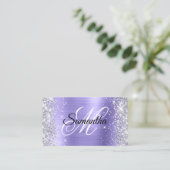 Silver Glitzer Periwinkle Foil Extravagant Monogra Visitenkarte (Stehend Vorderseite)