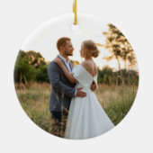 Silver Glitzer Periwinkle Foil Unser 1. Weihnachts Keramik Ornament (Hinten)