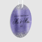 Silver Glitzer Periwinkle Foil Unser 1. Weihnachts Ornament (Vorderseite)