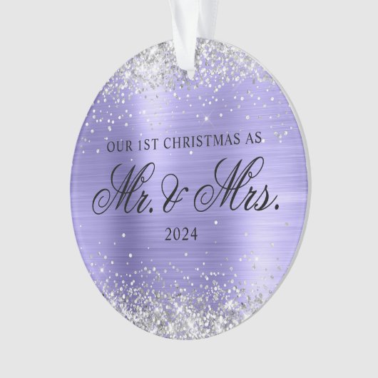 Silver Glitzer Periwinkle Foil Unser 1. Weihnachts Ornament (Vorderseite)