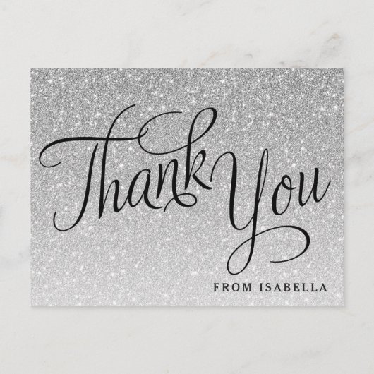Silver Glitzer Personalisiert Vielen Dank Postkarte (Vorderseite)