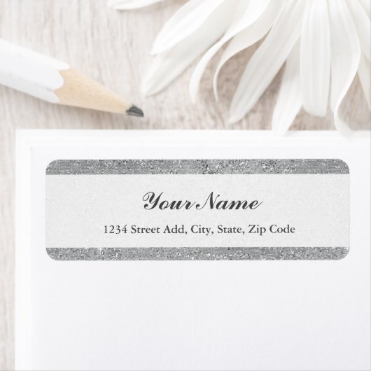 Silver Glitzer Personalisierte Rücksendeadresse (Insitu)