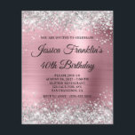 Silver Glitzer Pink 40. Geburtstag Einladung<br><div class="desc">Eine preisgünstige Budgetoption mit einer glamourösen extravaganten Monogramm-Einladung zum 40. Geburtstag. Imitate funkelnd silber Glitzer gegen ein Imitat hellrosa ombre Folie Grafik. Das extravagante schwarze Kalligraphieskript kann angepasst werden. Alle funkelnd und glänzenden Elemente in diesem modernen mädchenhaften Design sind digitale Grafiken. Das schöne, weiche, stumpfe, metallische Kunstbild aus Metall druckt...</div>