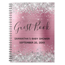 Silver Glitzer Pink Foil Baby Showbook