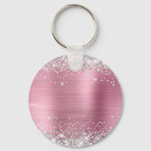 Silver Glitzer Pink Foil Extravagant Monogramm Schlüsselanhänger (Rückseite)