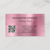 Silver Glitzer Pink Foil Monogram QR Code Visitenkarte (Rückseite)