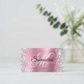 Silver Glitzer Pink Foil Monogram QR Code Visitenkarte (Stehend Vorderseite)