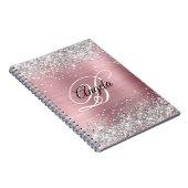 Silver Glitzer Pink Metallic Extravagant Monogramm Notizblock (Rechte Seite)