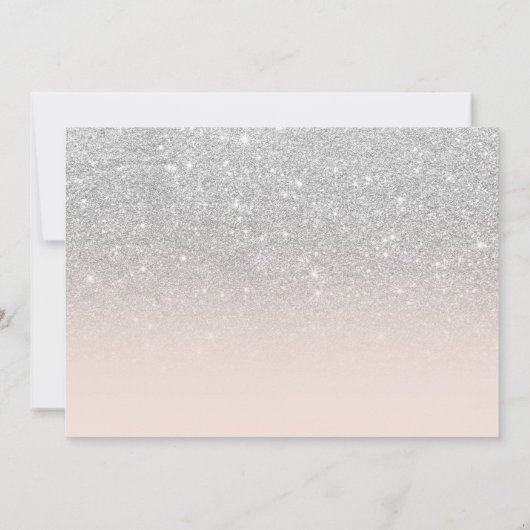 Silver Glitzer Pink ombre erste Kommunion Foto Einladung (Rückseite)
