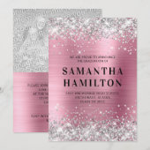 Silver Glitzer Pink Ombre Foil Abschluss Ankündigung (Vorne/Hinten)